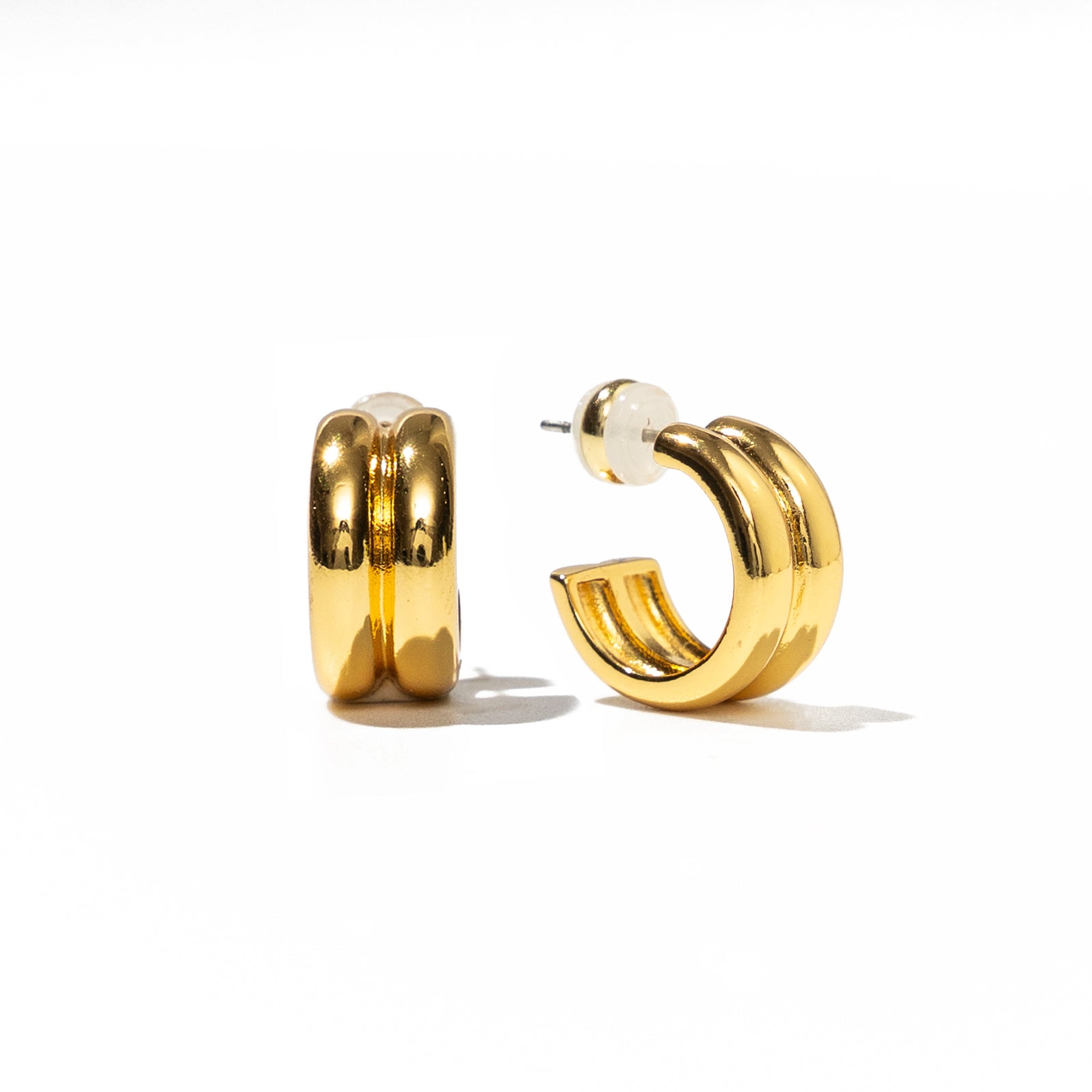 18k Gold Twin Hoops Mini