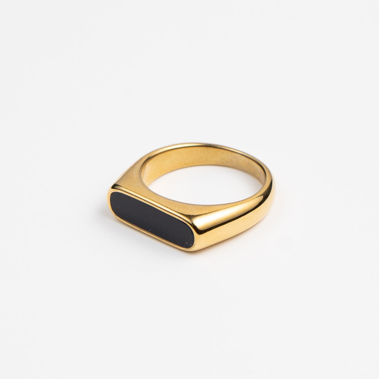 Waterproof Gold Black Bar Ring
