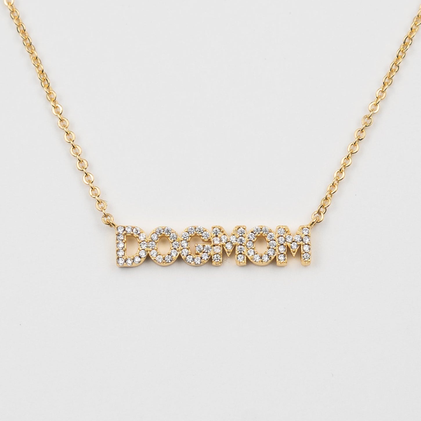 18K Gold Diamond Dog Mom Pendant Necklace