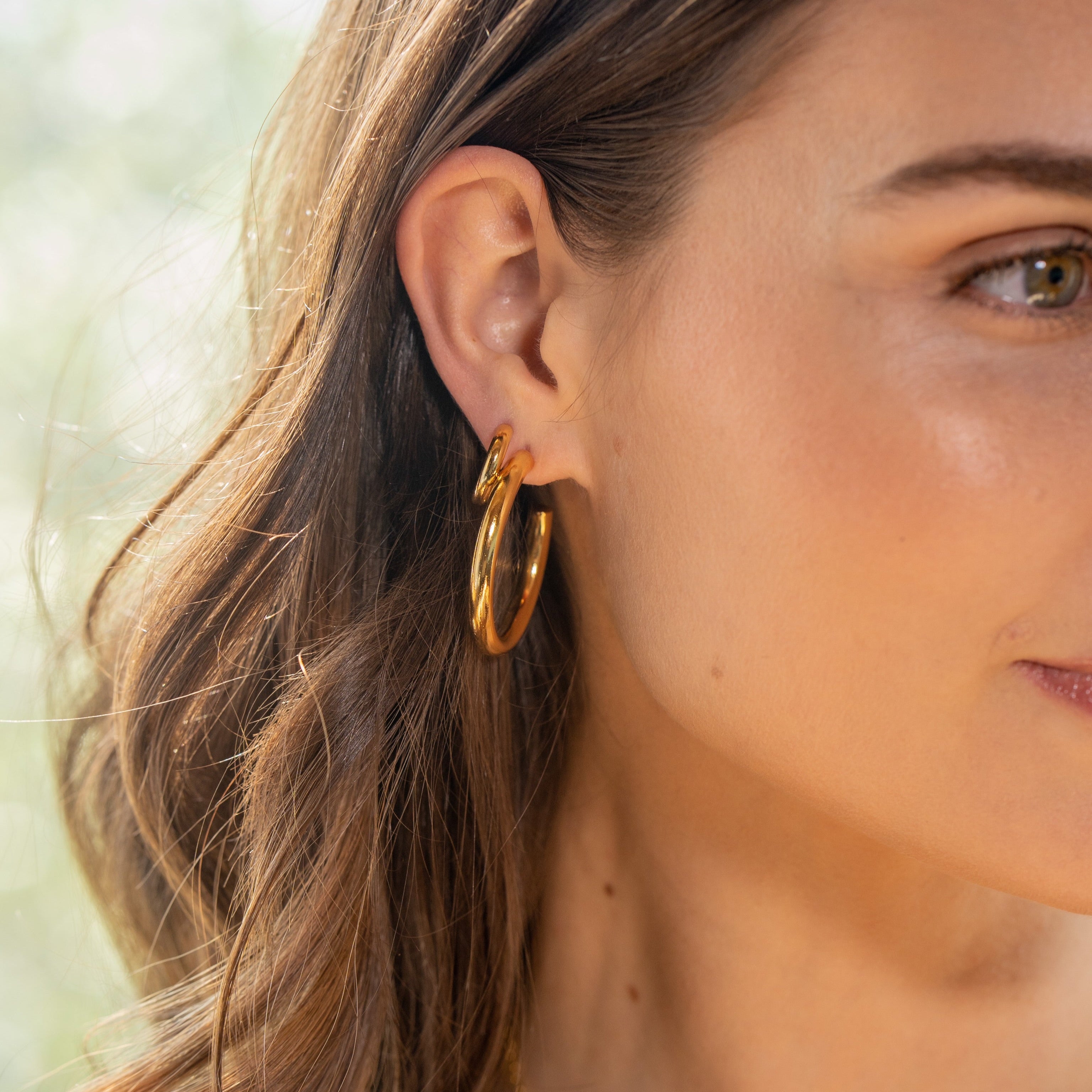 24K Gold 37mm Tube Hoops