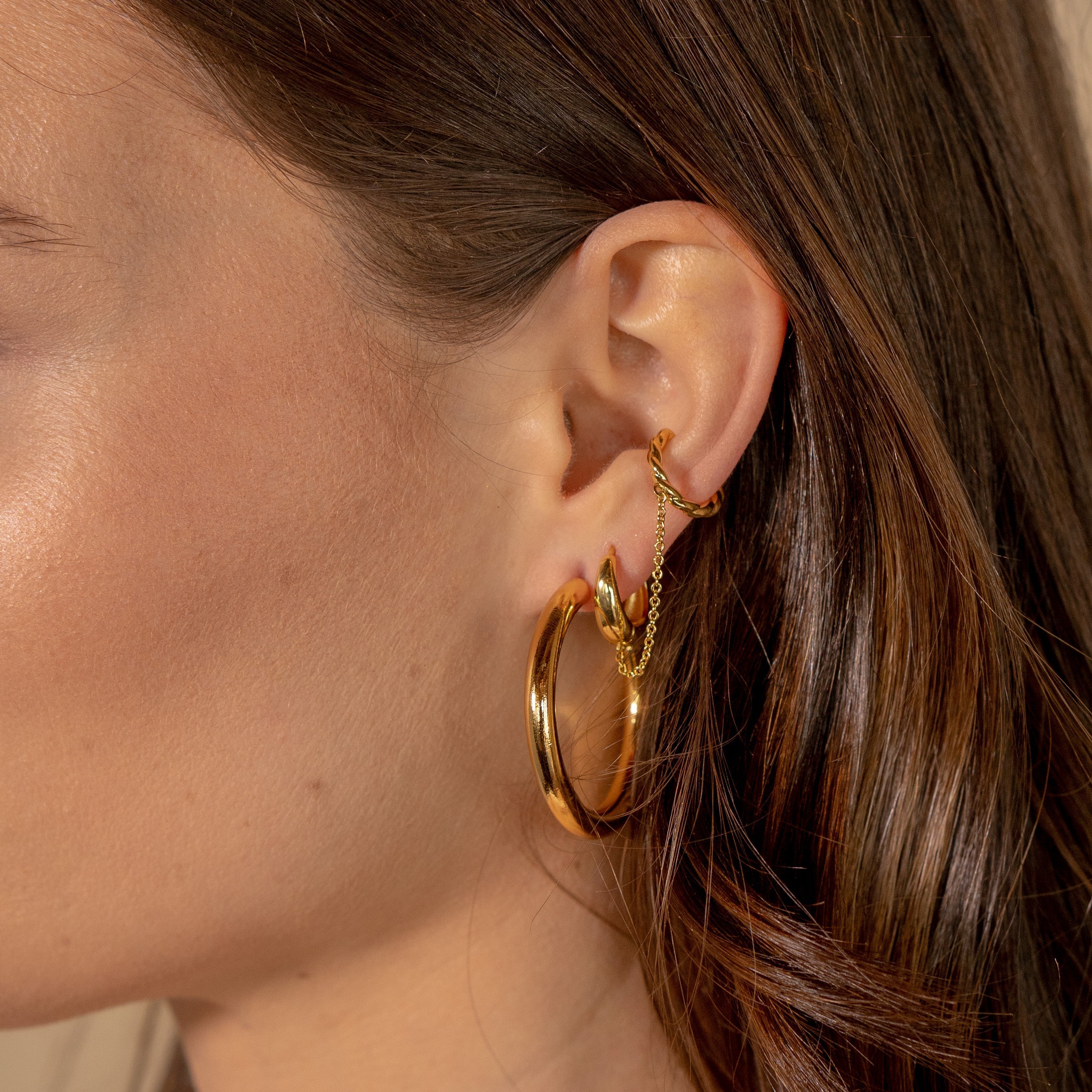 24K Gold 37mm Tube Hoops