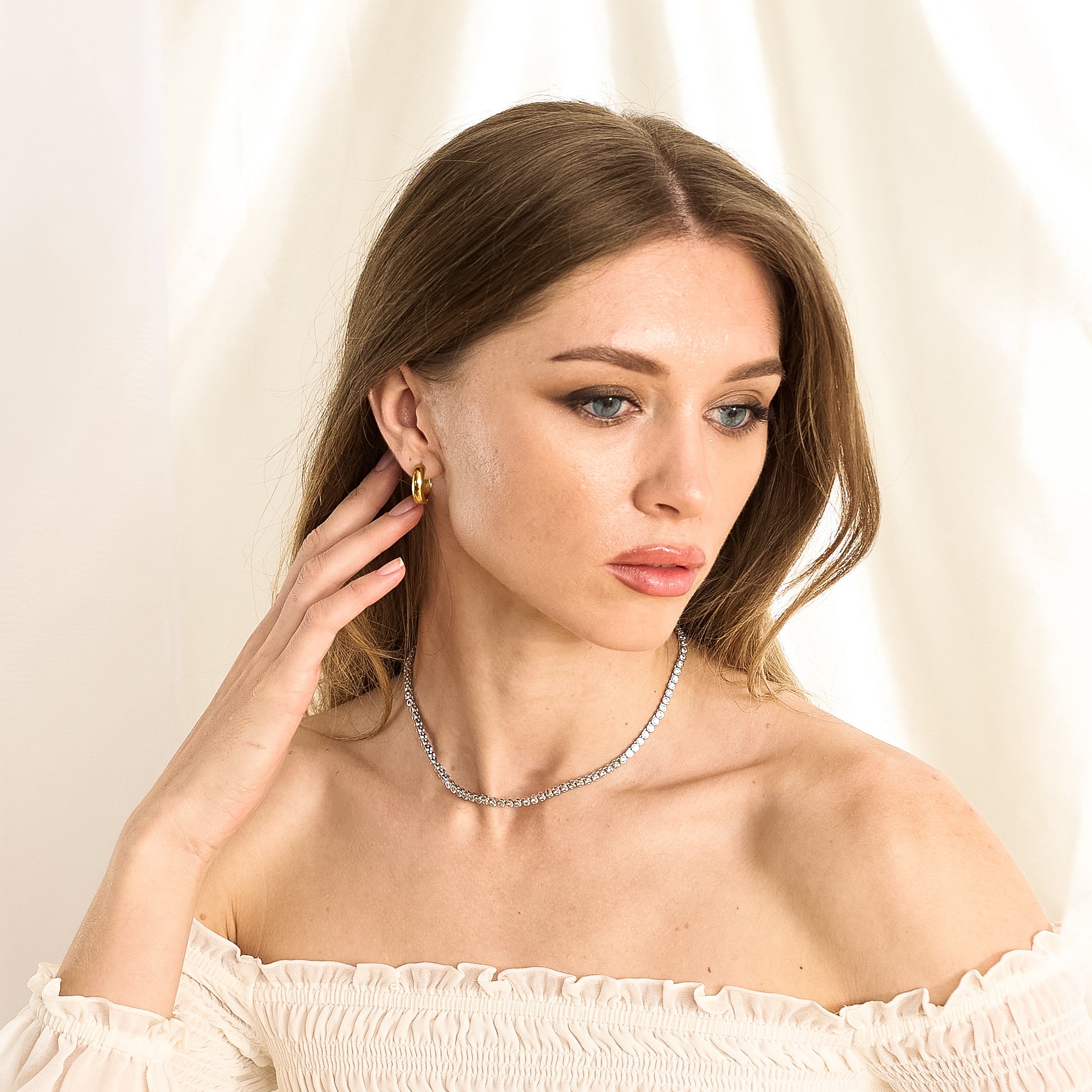 Demi-Fine Silver Diamond Tennis Necklace