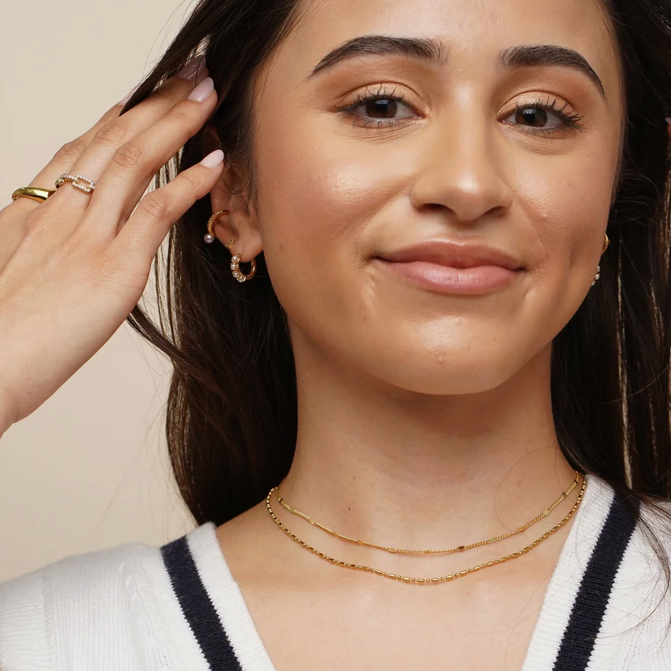 18K Gold Dainty Layered Reflective Choker