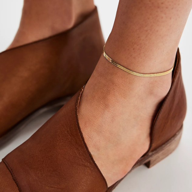 Waterproof Gold Herringbone Anklet