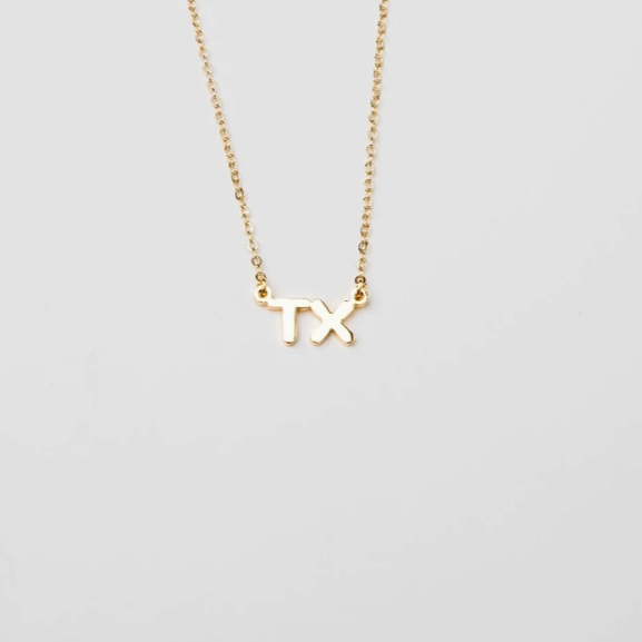 24K Gold Texas Initial Necklace