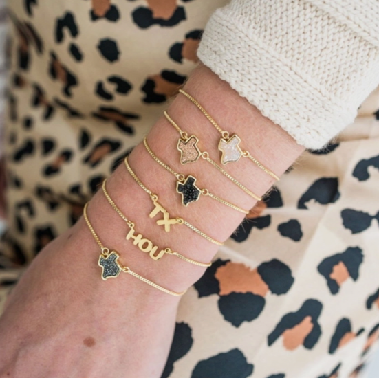 24K Gold TX Initial Bracelet