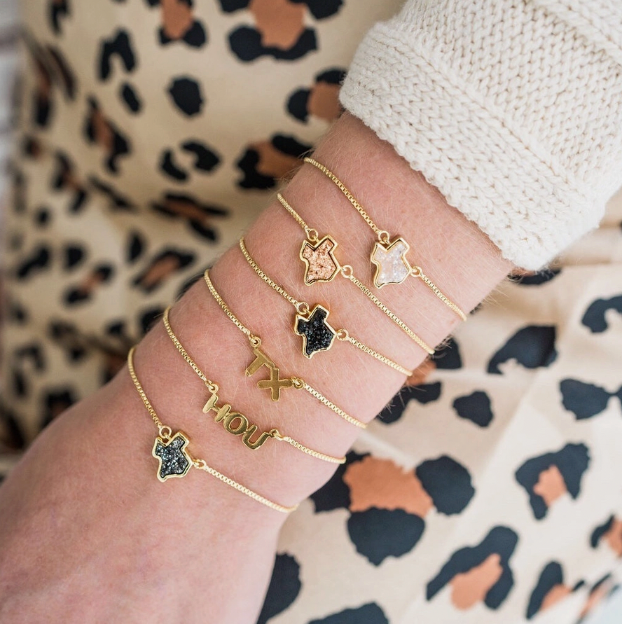 18K Gold Texas Druzy Bracelet in Black