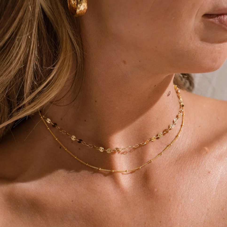 18K Gold Layered Circle Choker