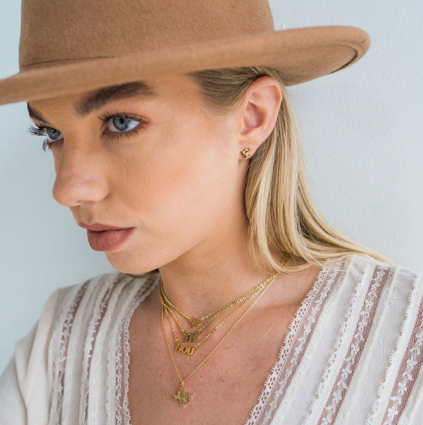 24K Gold Hammered Texas Studs