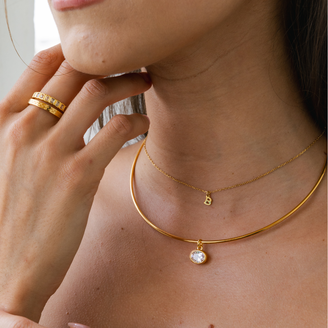 Waterproof Dainty Gold Initial Necklace