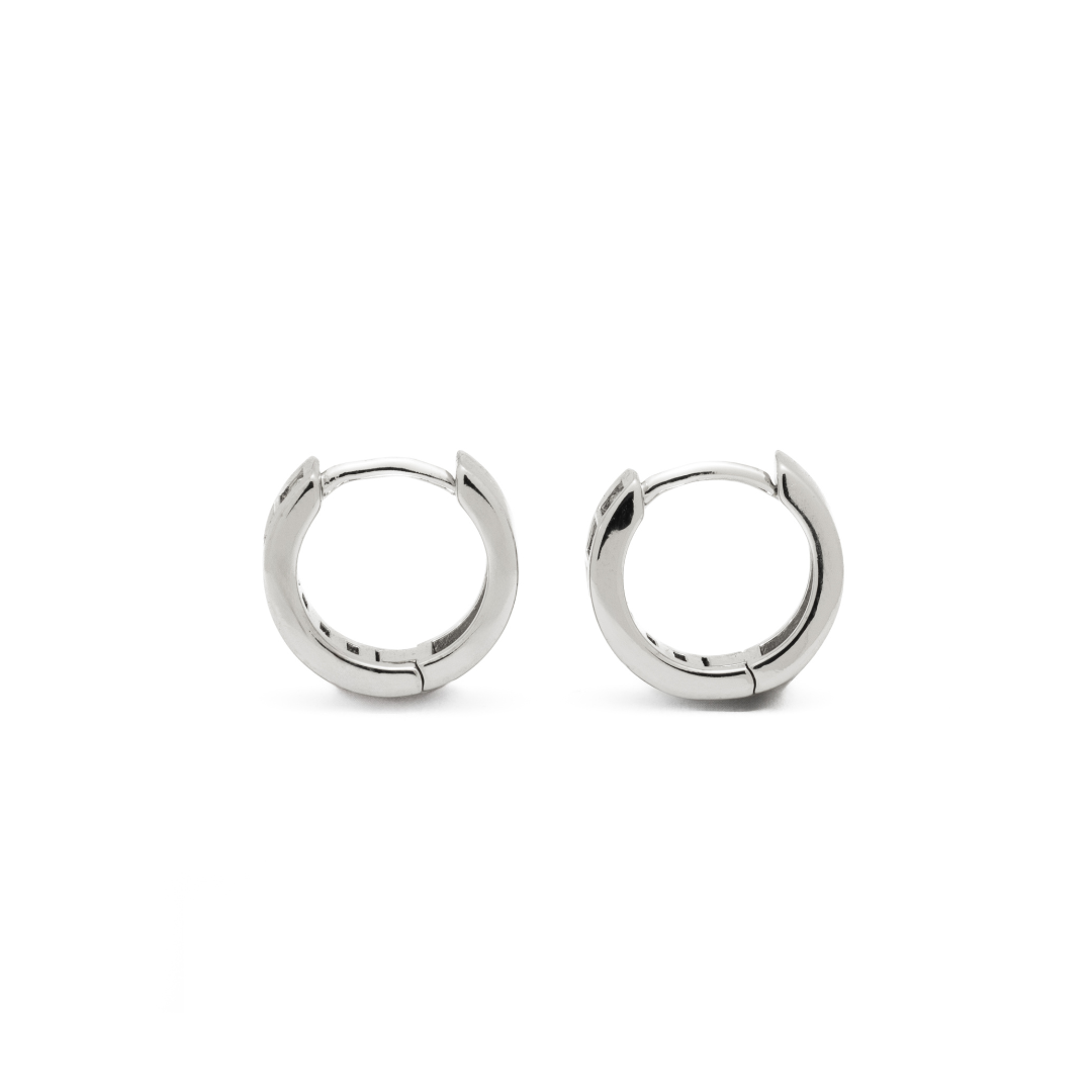 Silver Baguette Huggie Earrings