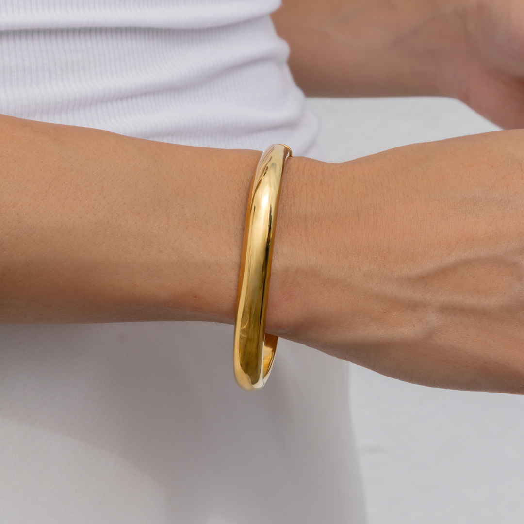 Waterproof Gold Square Cuff Bangle