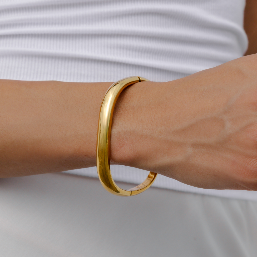 Waterproof Gold Square Cuff Bangle
