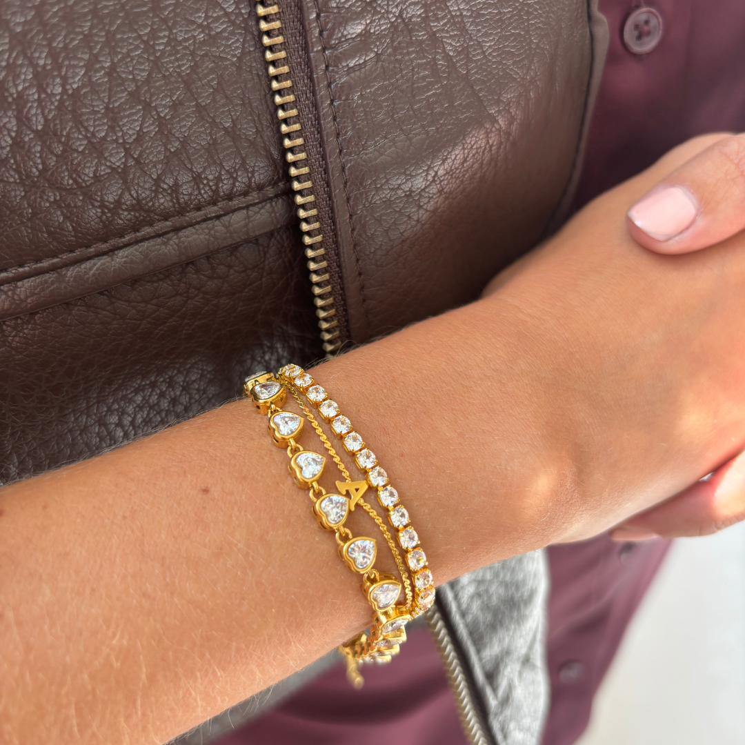 Heart Tennis bracelet adjustable
