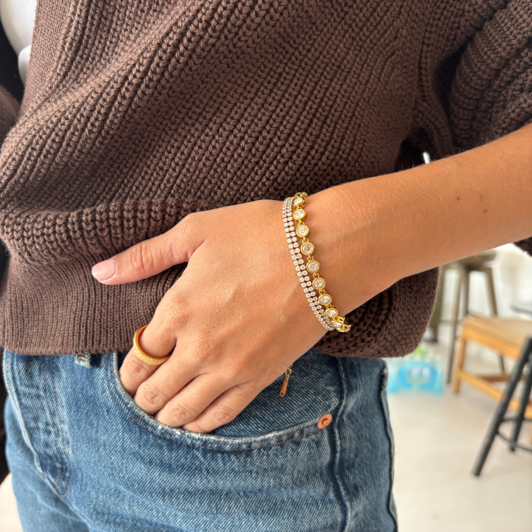 Chunky Circle Tennis bracelet adjustable Slider