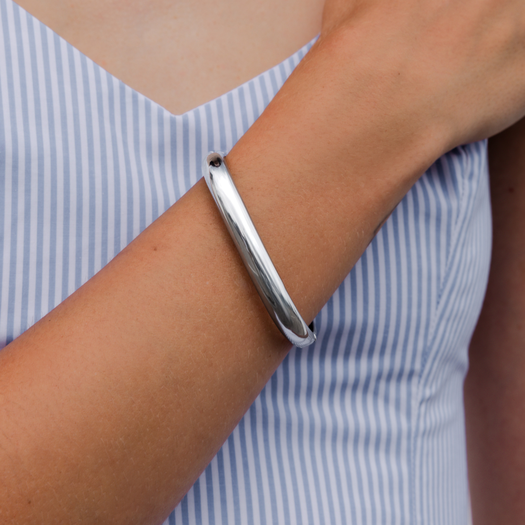 Waterproof Silver Square Cuff Bangle