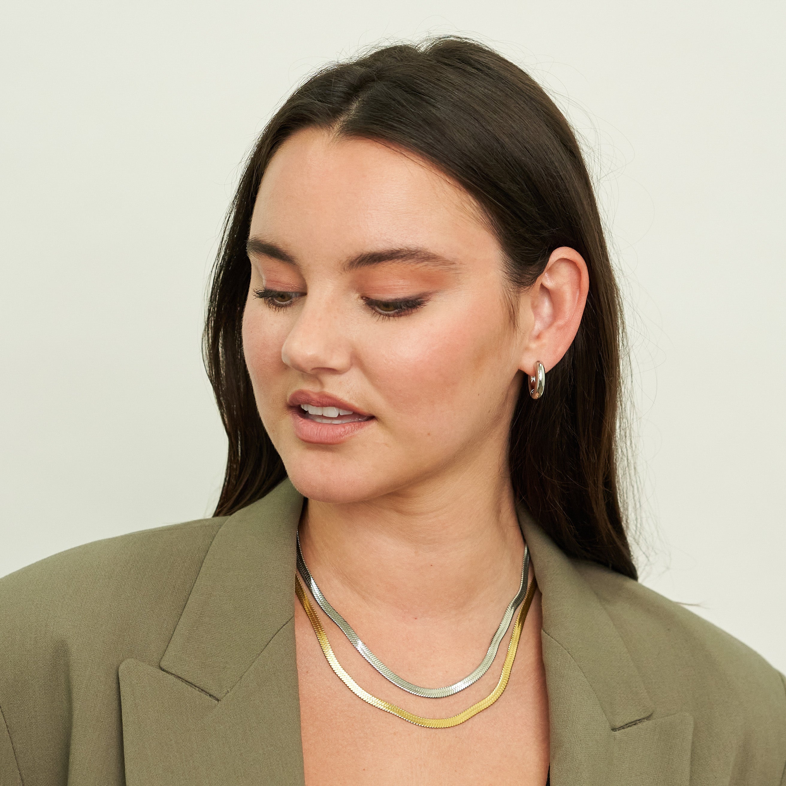 Waterproof Gold Herringbone Necklace