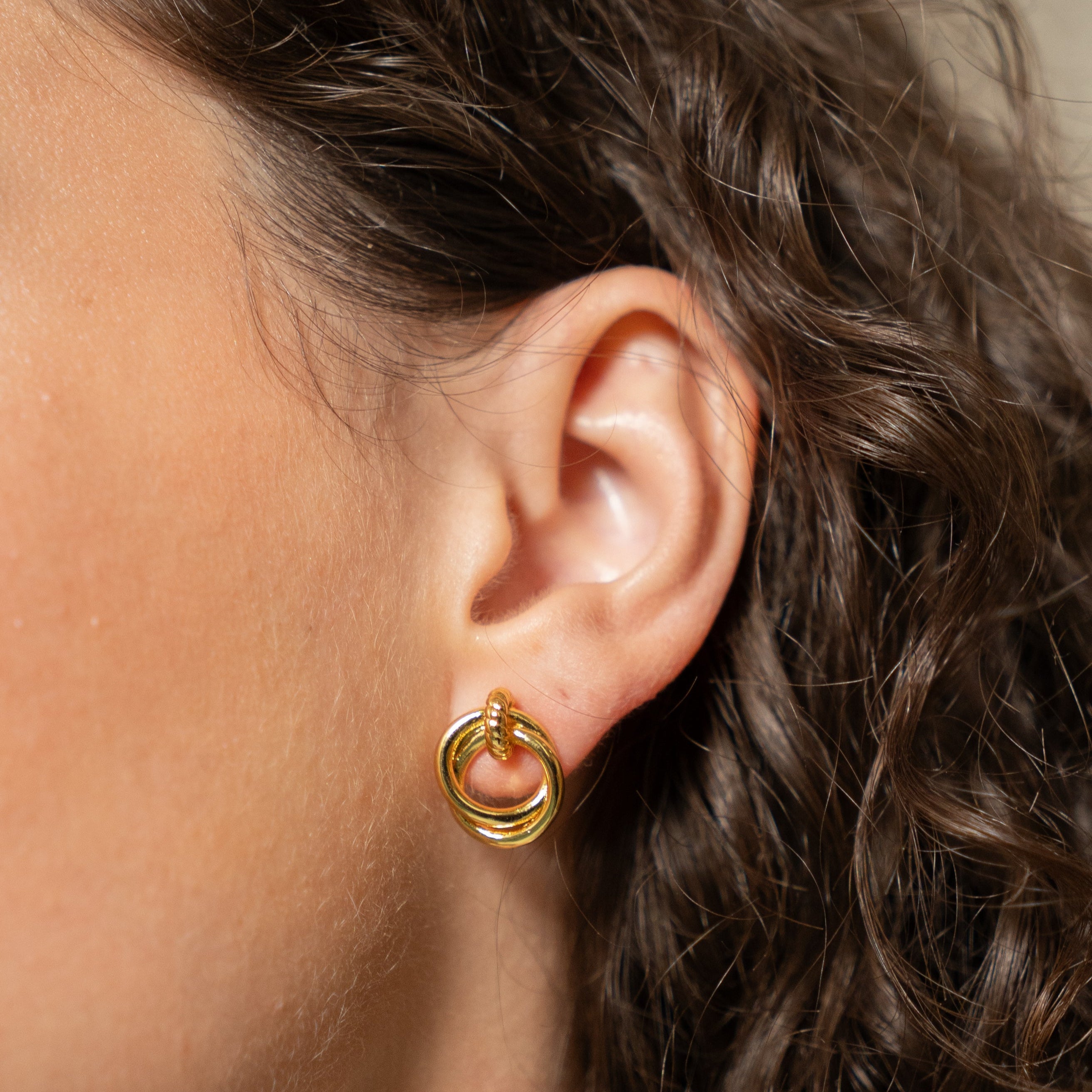 18k Gold Looped Duo Studs