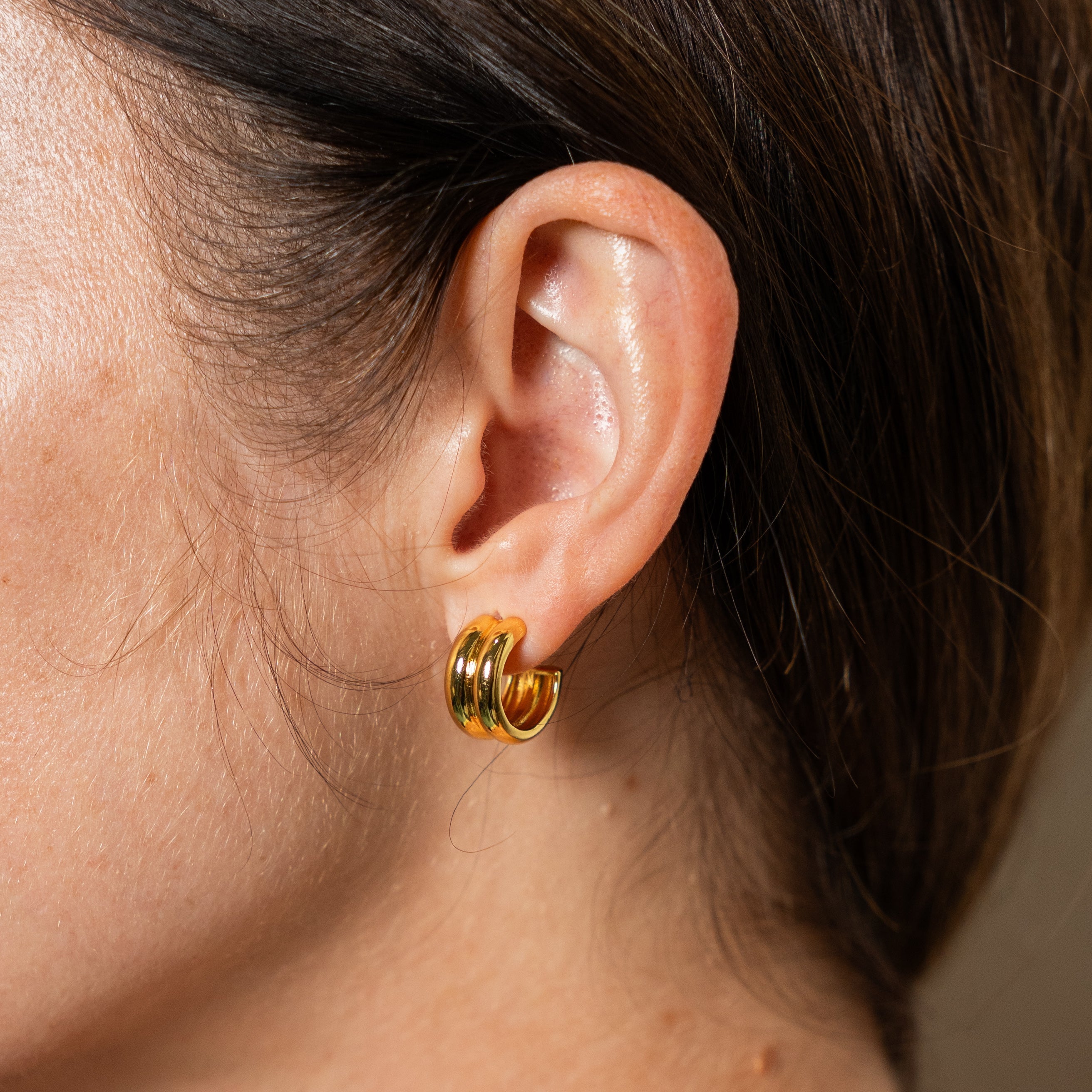 18k Gold Twin Hoops Mini