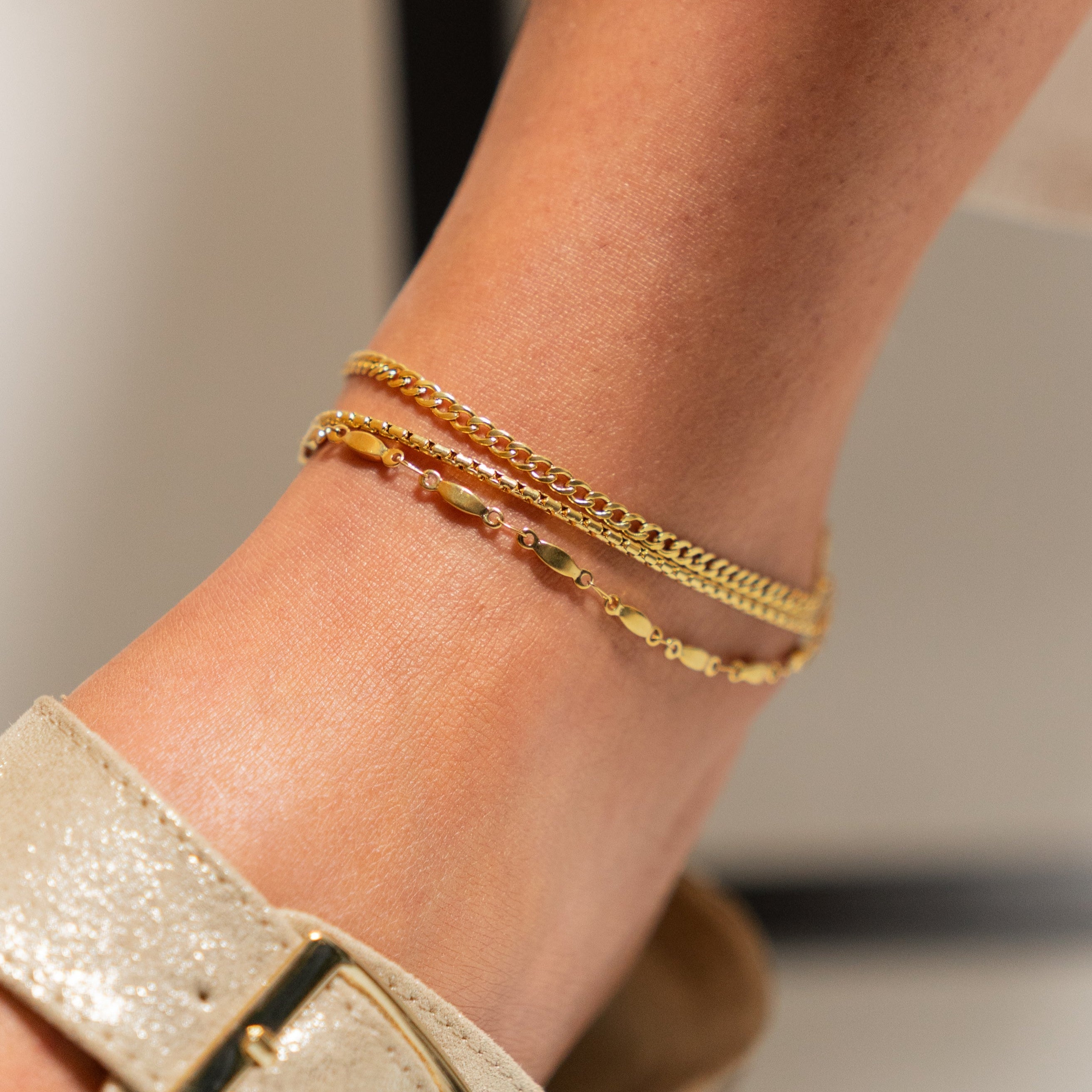Waterproof Gold Triple Anklet