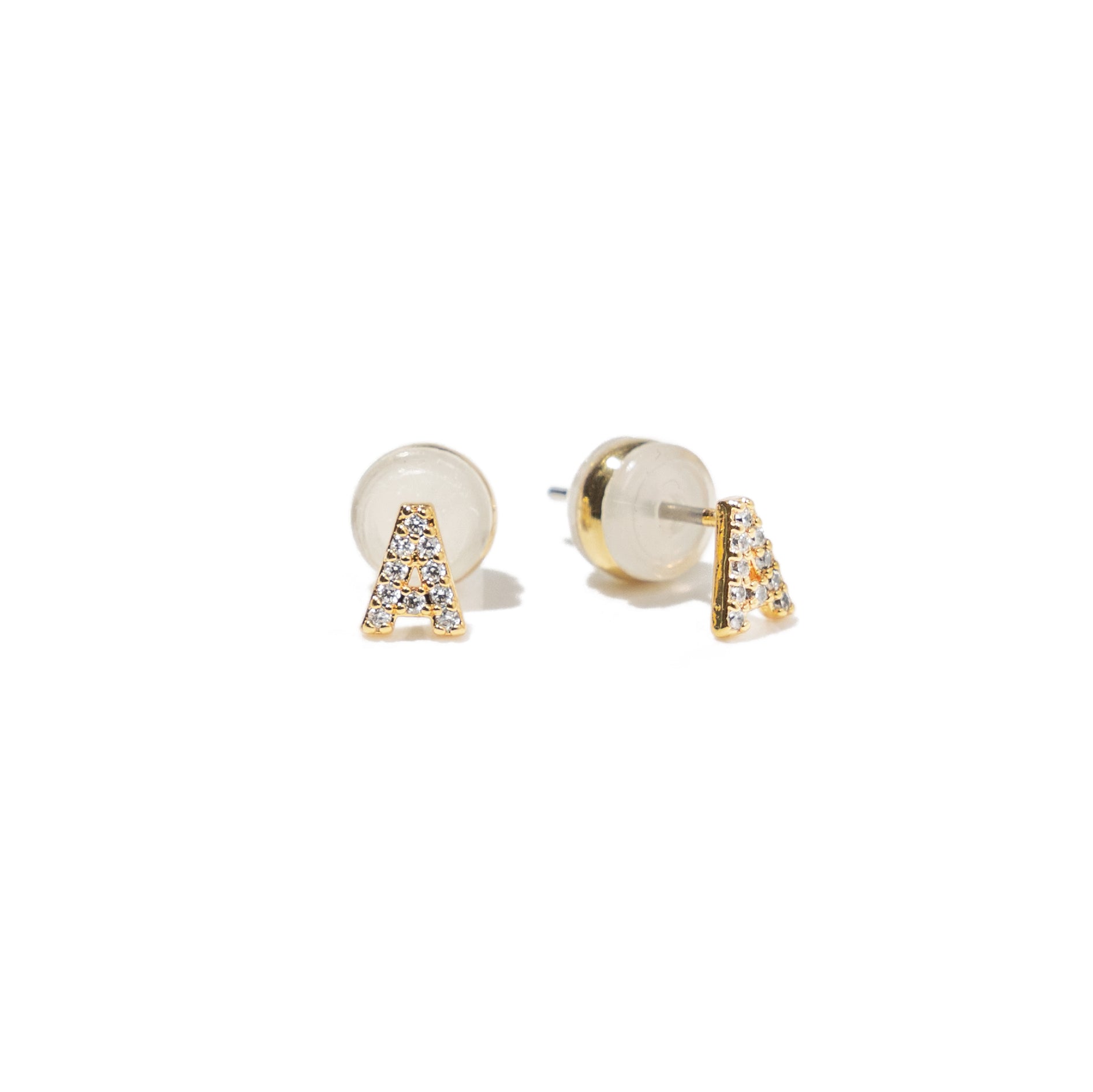 18K Gold Shiny Initial Studs - Set of 16