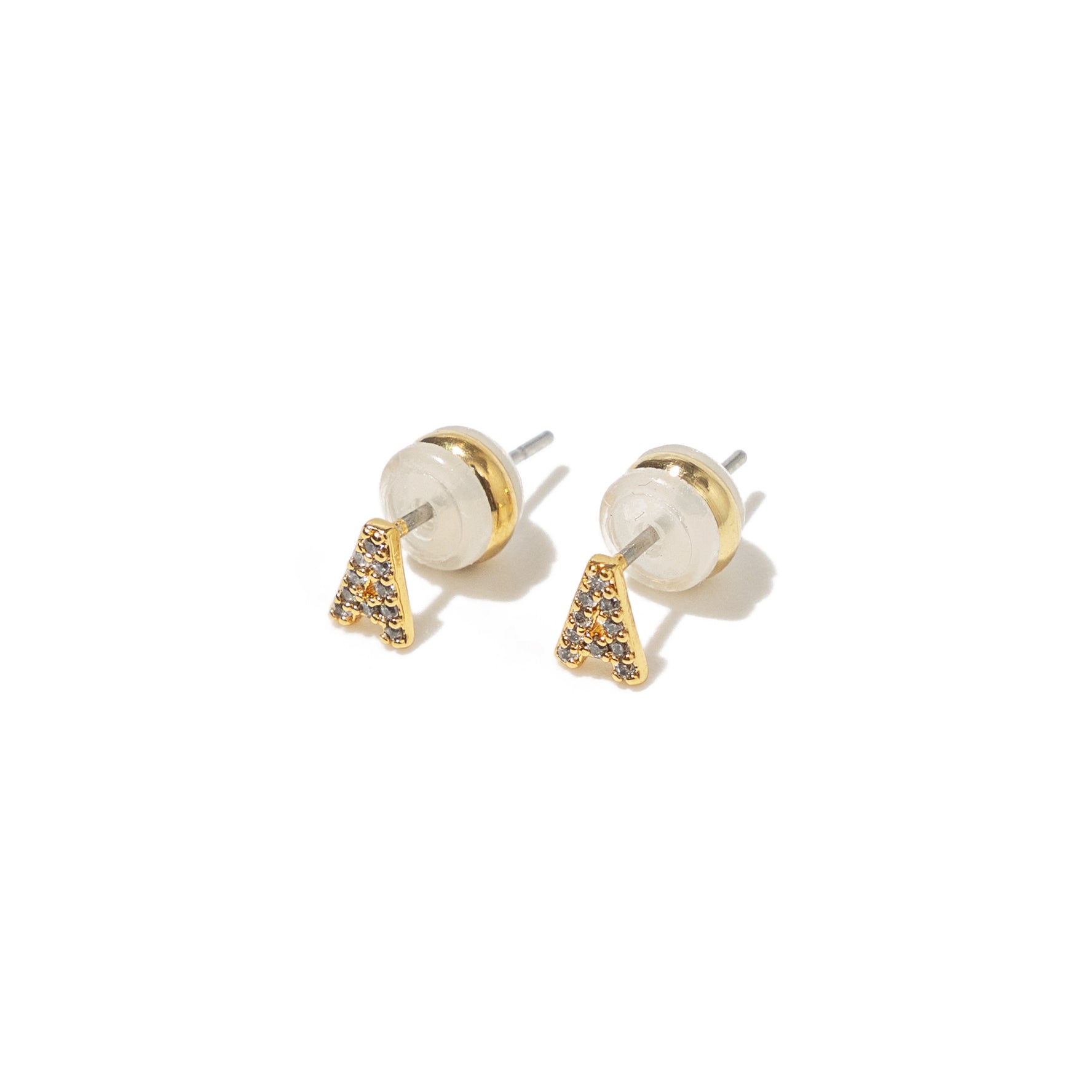 18K Gold Shiny Initial Studs - Set of 16