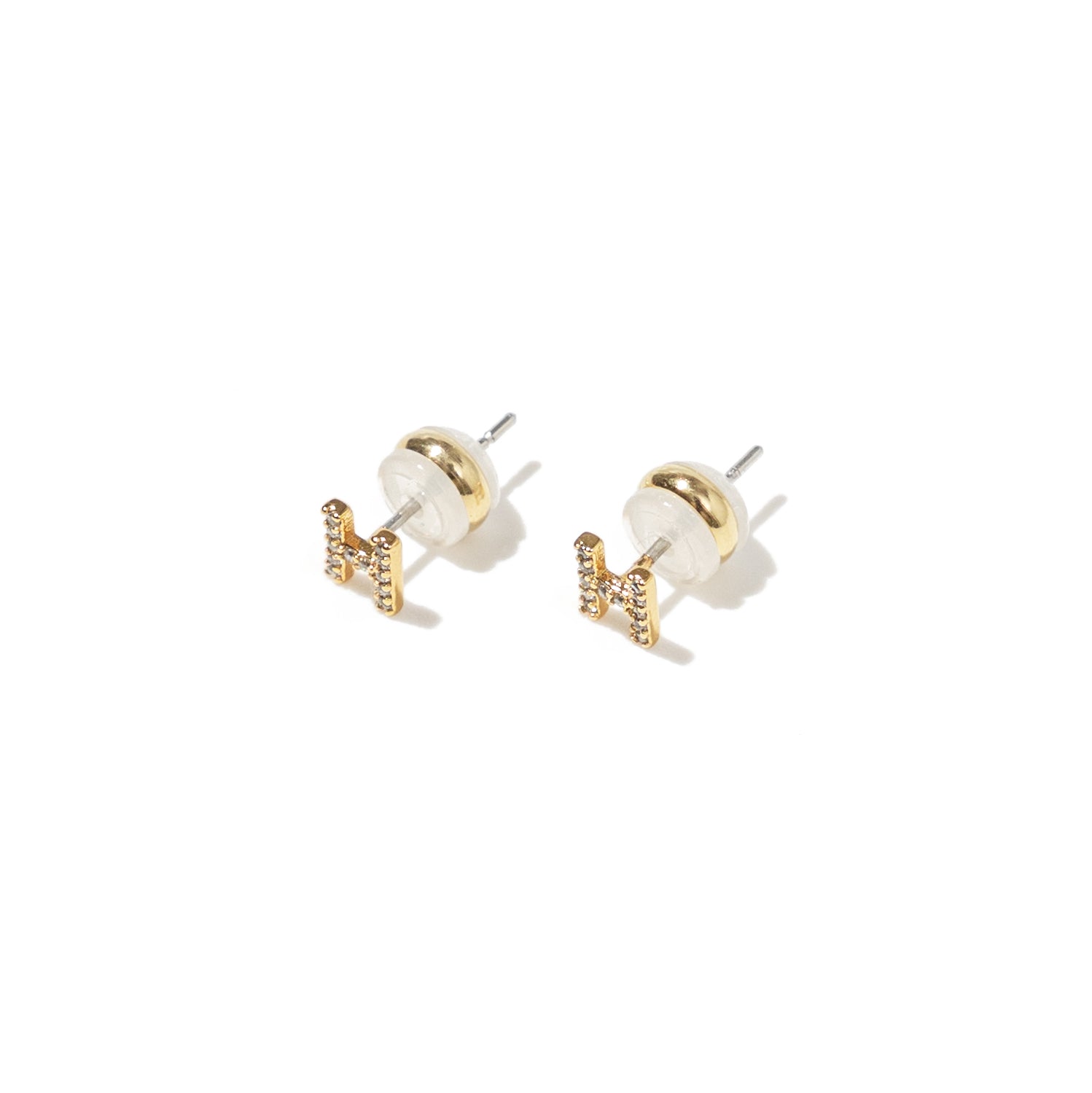 18K Gold Shiny Initial Studs