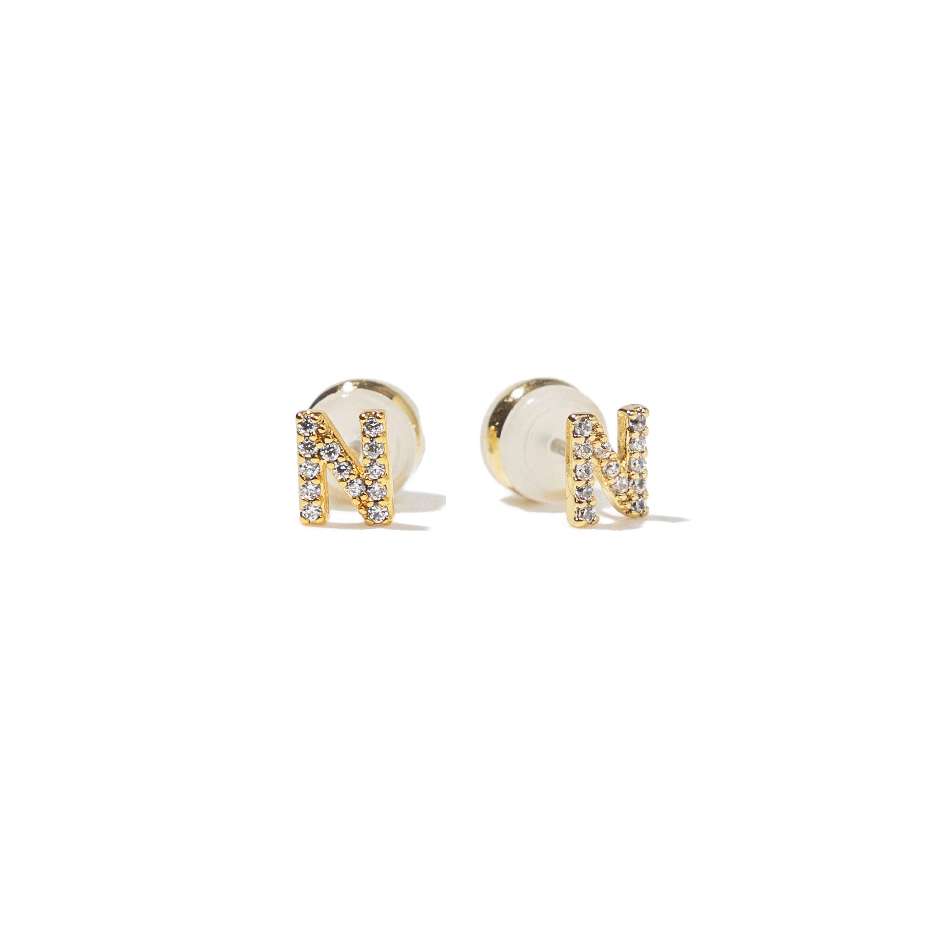 18K Gold Shiny Initial Studs