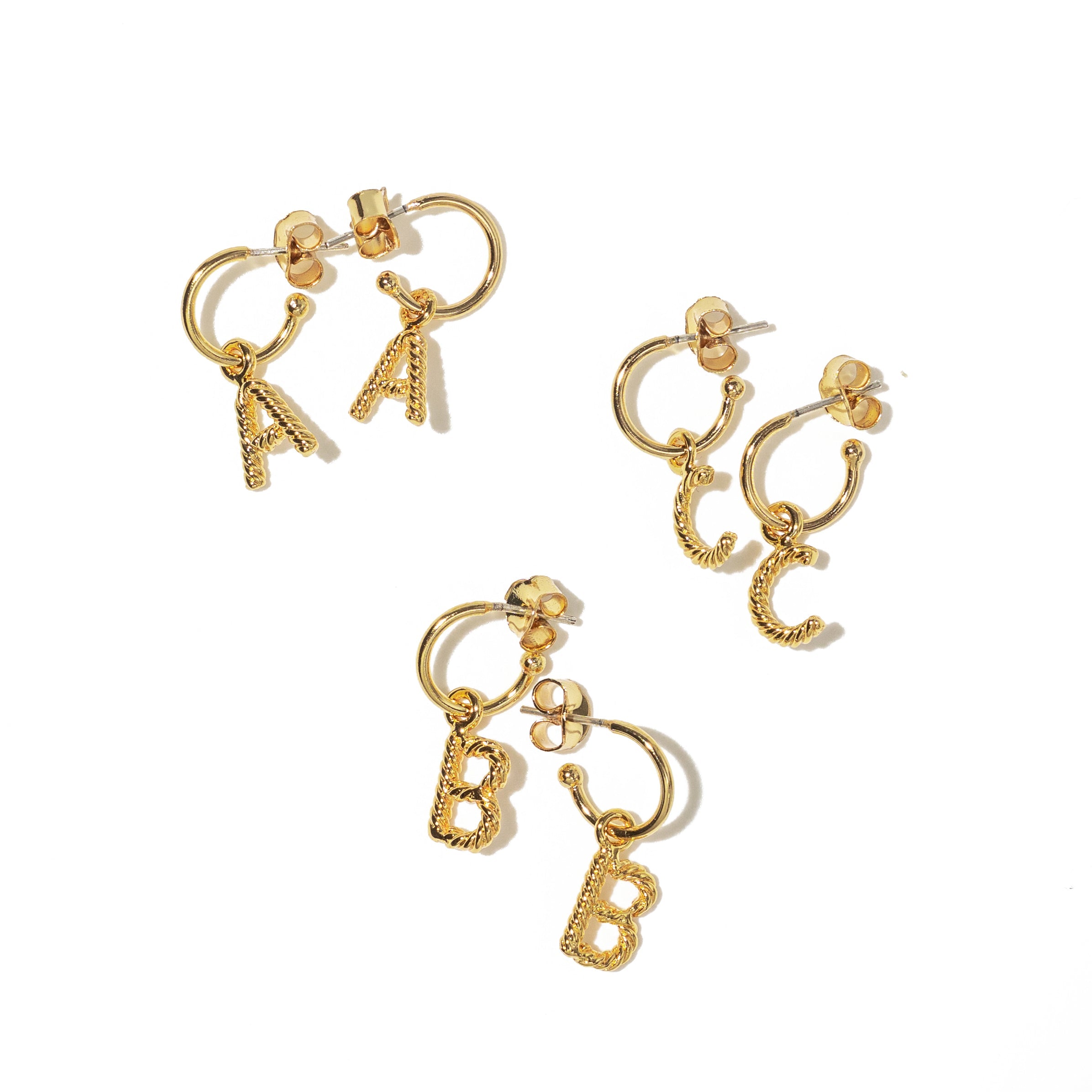 24K Gold Aspen Initial Mini Hoops