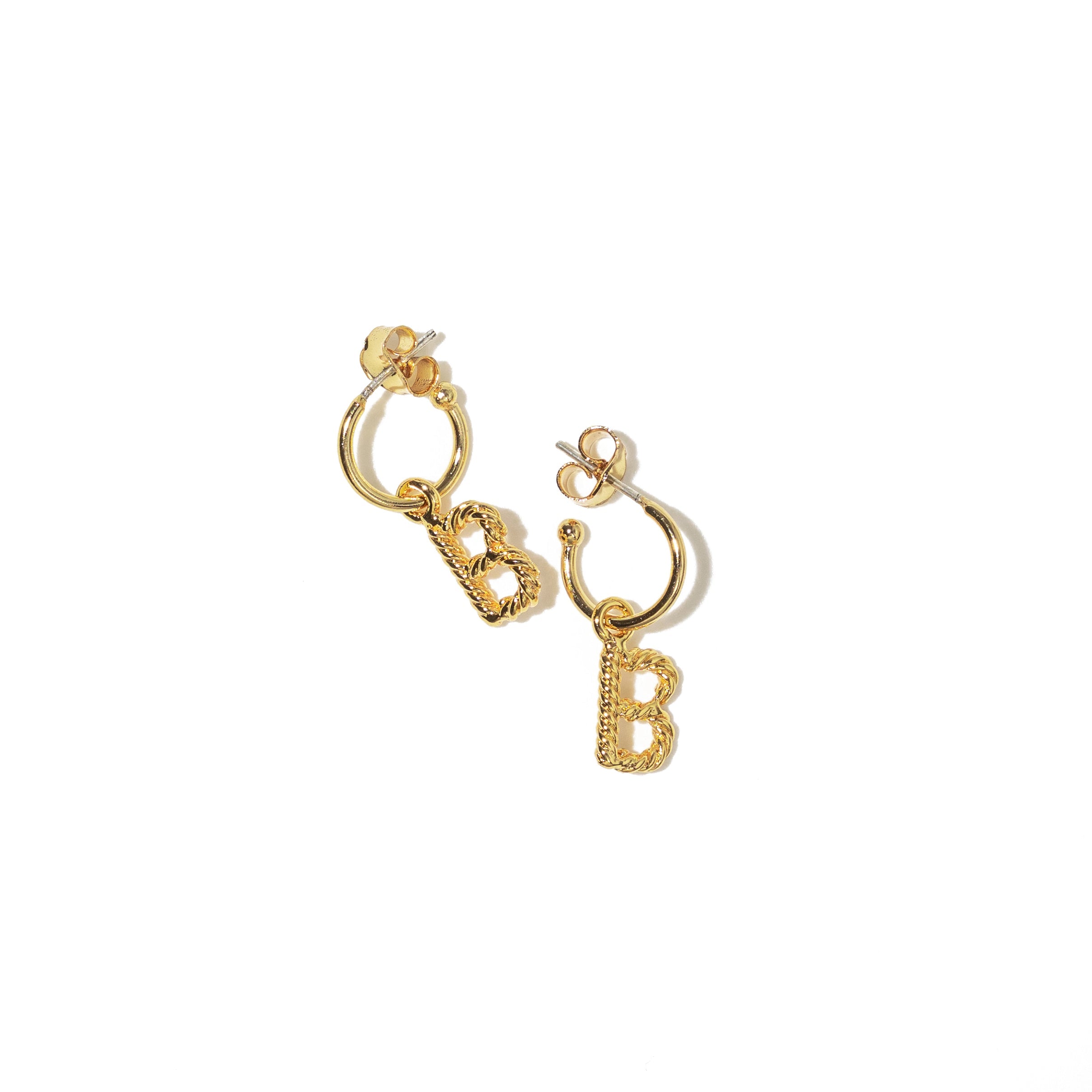 24K Gold Aspen Initial Mini Hoops