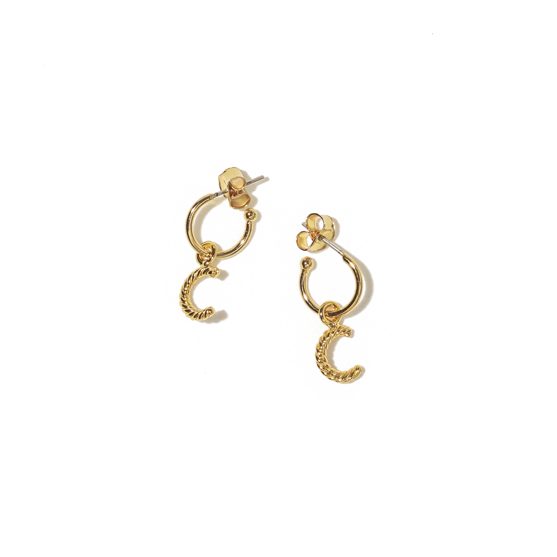 24K Gold Aspen Initial Mini Hoops
