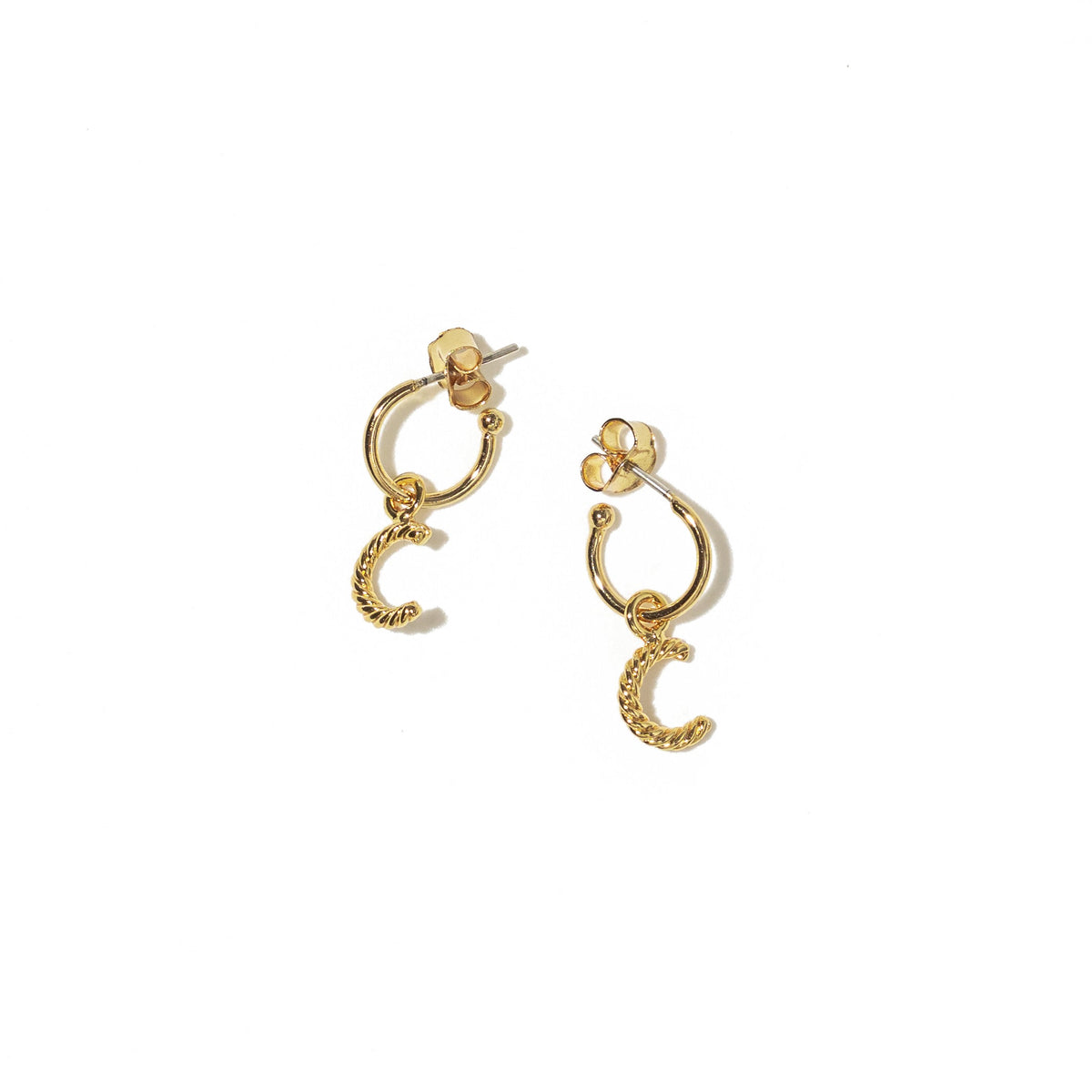 24K Gold Aspen Initial Mini Hoops *PAIR