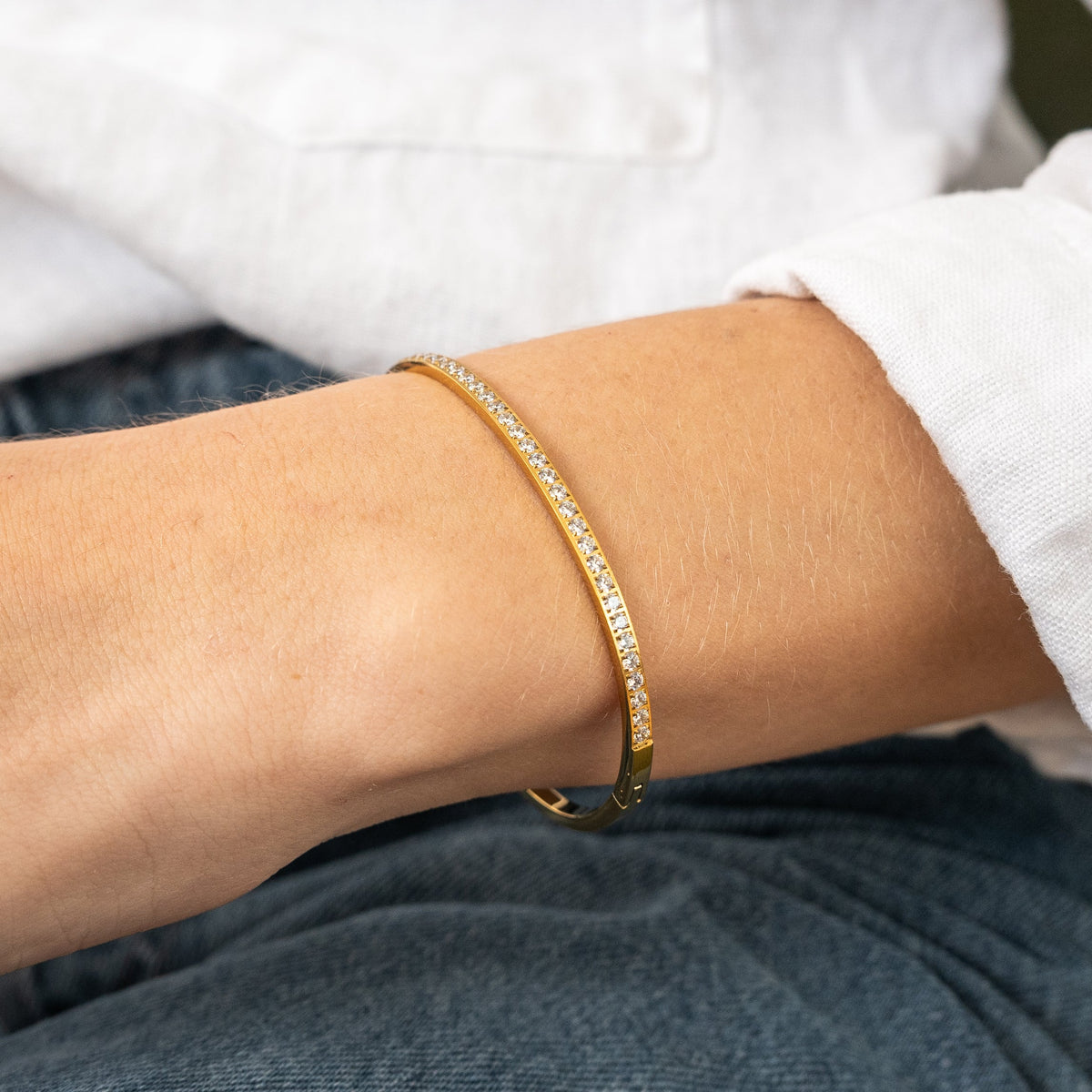 Waterproof Gold Lined Tennis Bangle