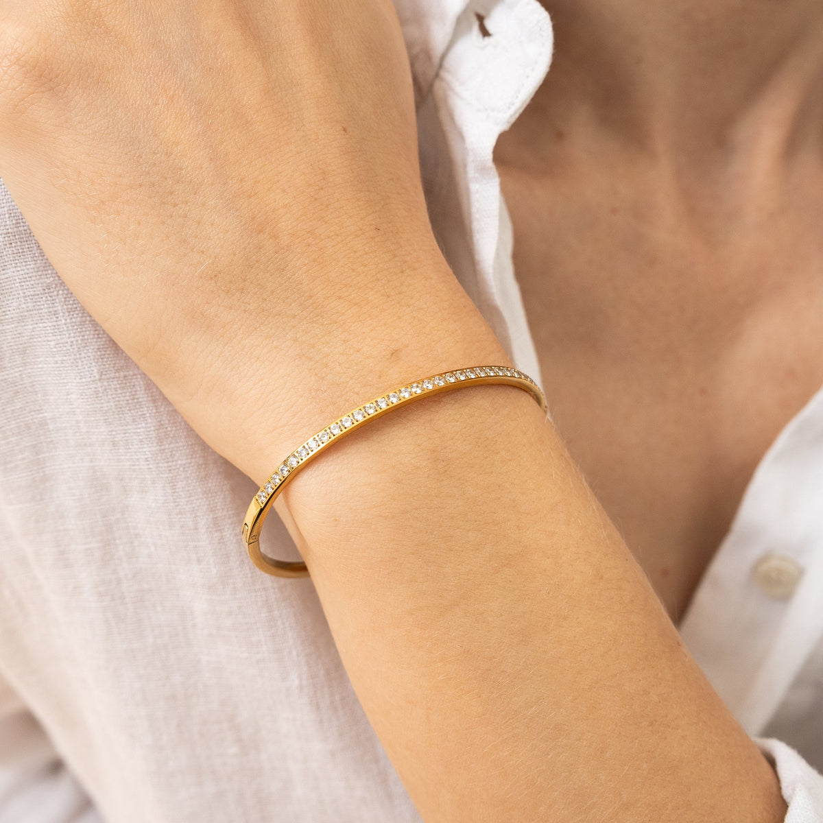 Waterproof Gold Lined Tennis Bangle