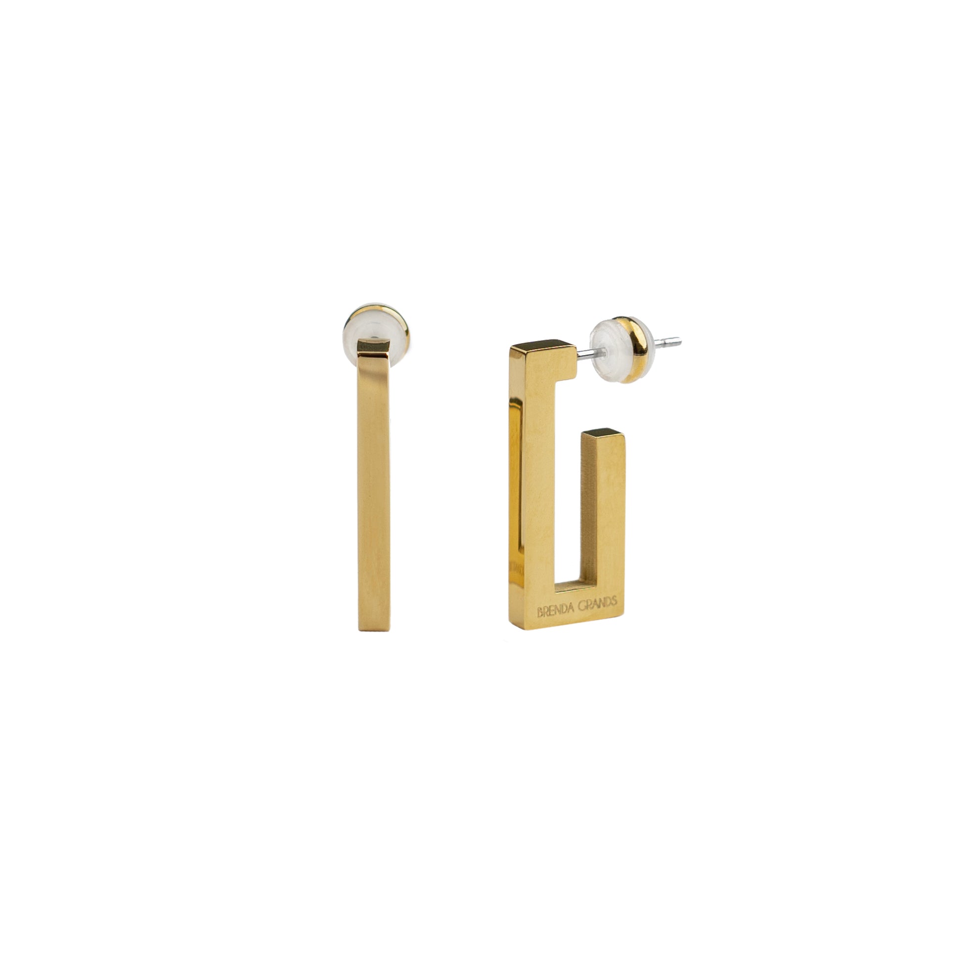 Waterproof Gold Rectanglular Hoops