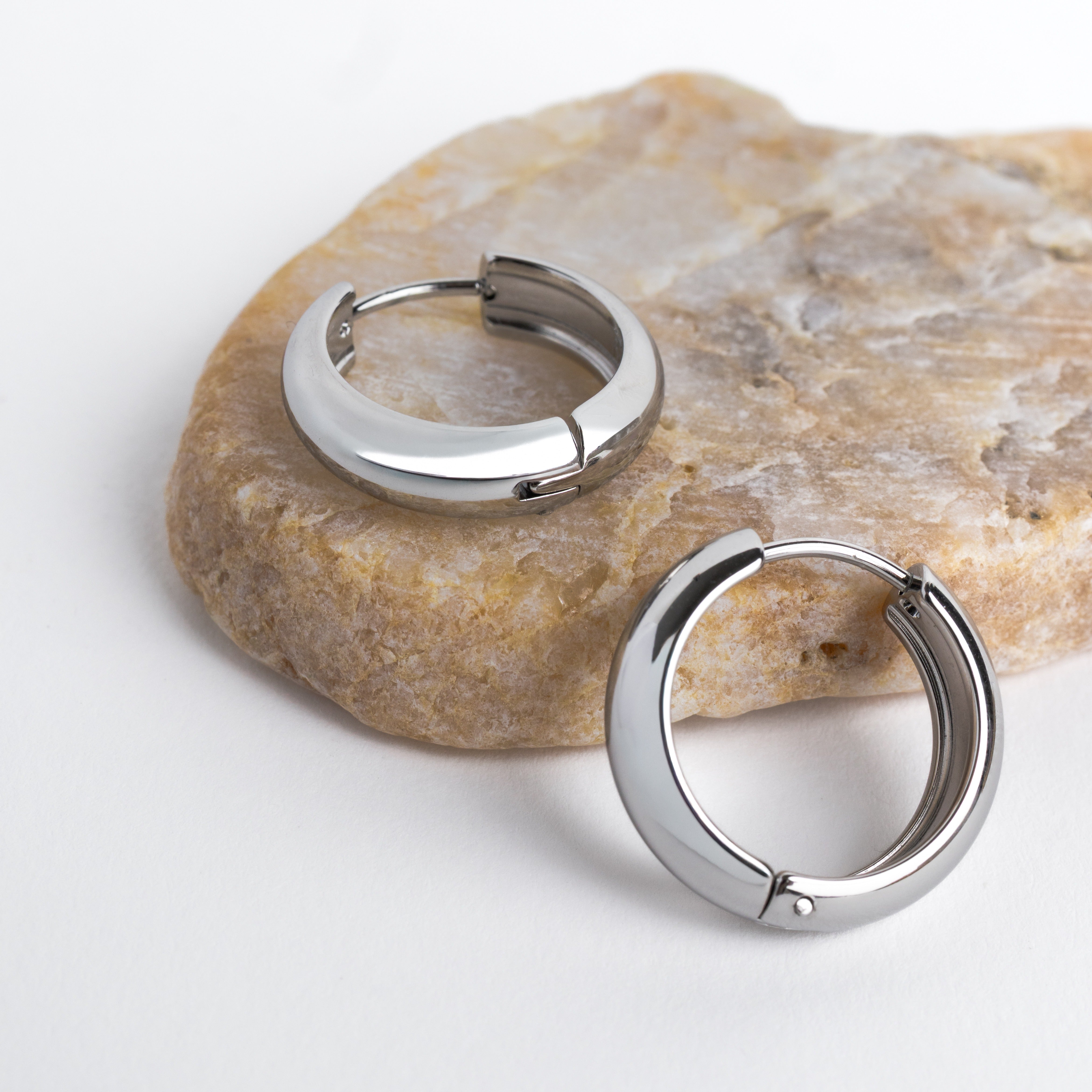 Waterproof 19mm Silver Everyday Hoops