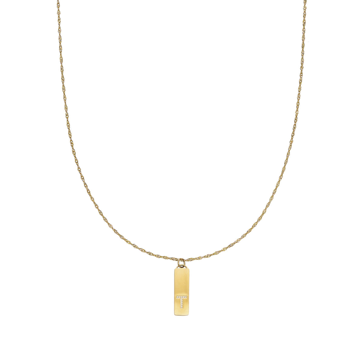 Waterproof Gold Initial Bar Pendant Necklace