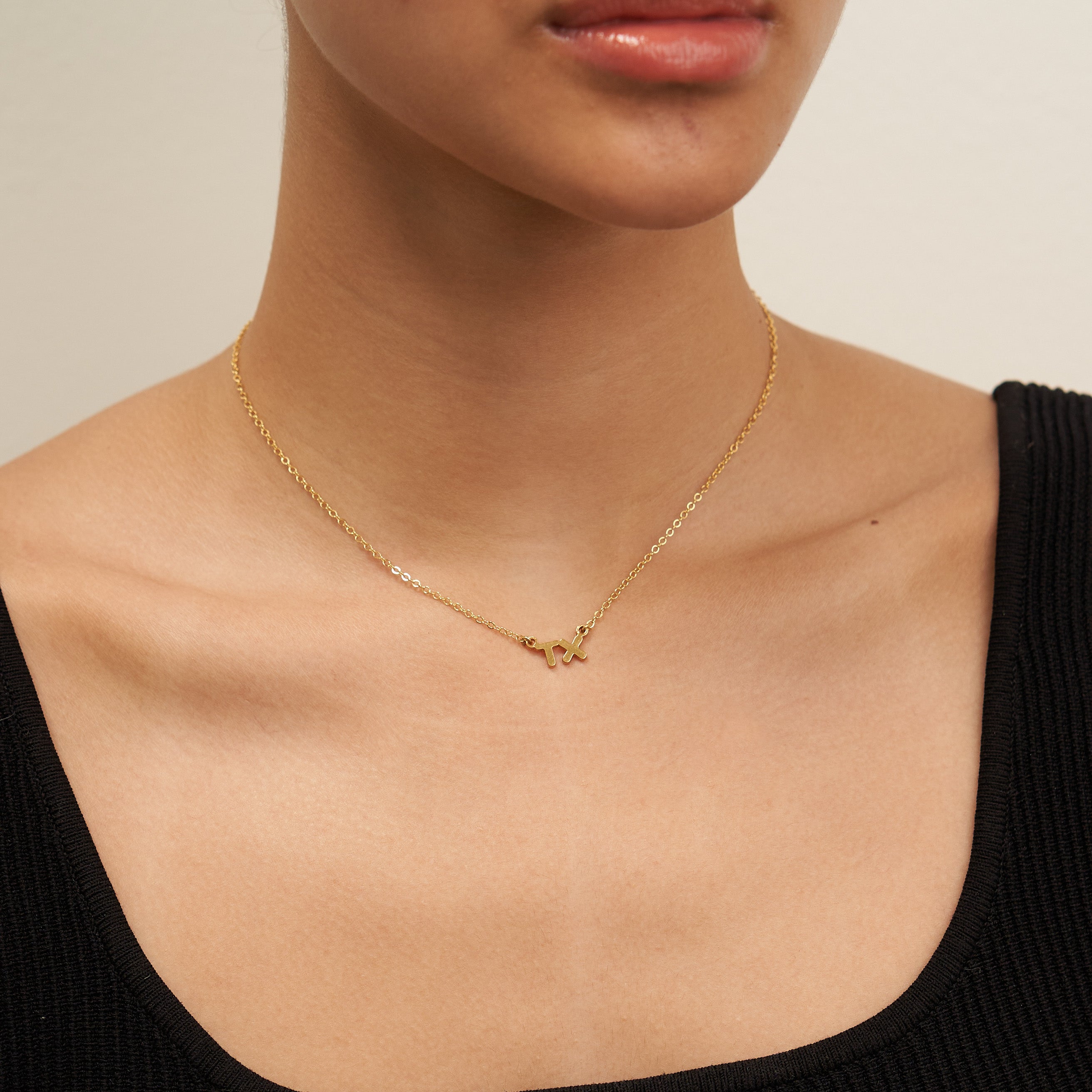 24K Gold Texas Initial Necklace