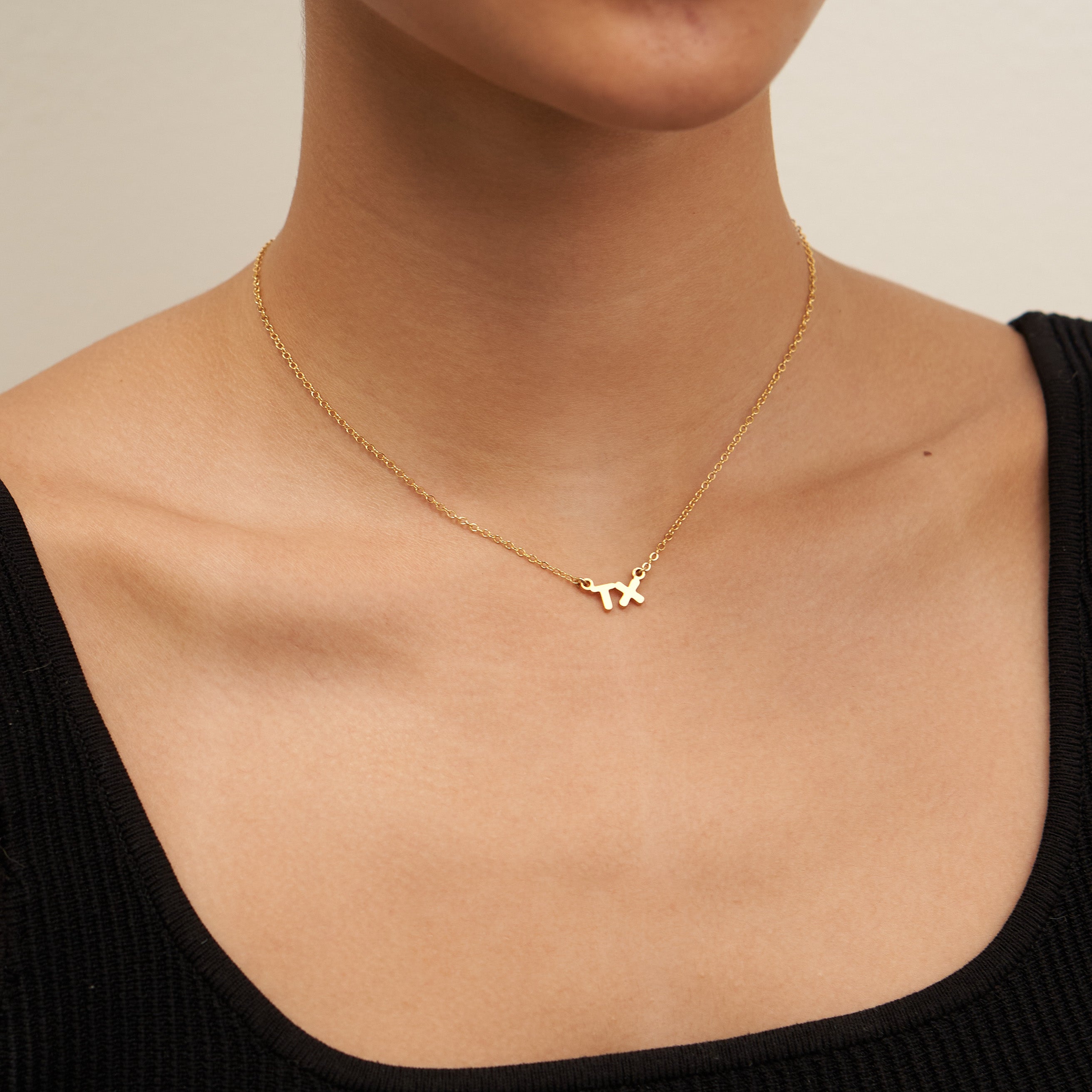 24K Gold Texas Initial Necklace