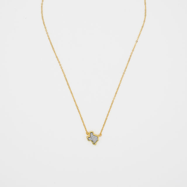 18K Gold Texas Druzy Necklace in Silver