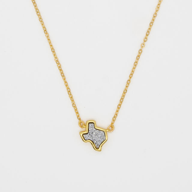 18K Gold Texas Druzy Necklace in Silver