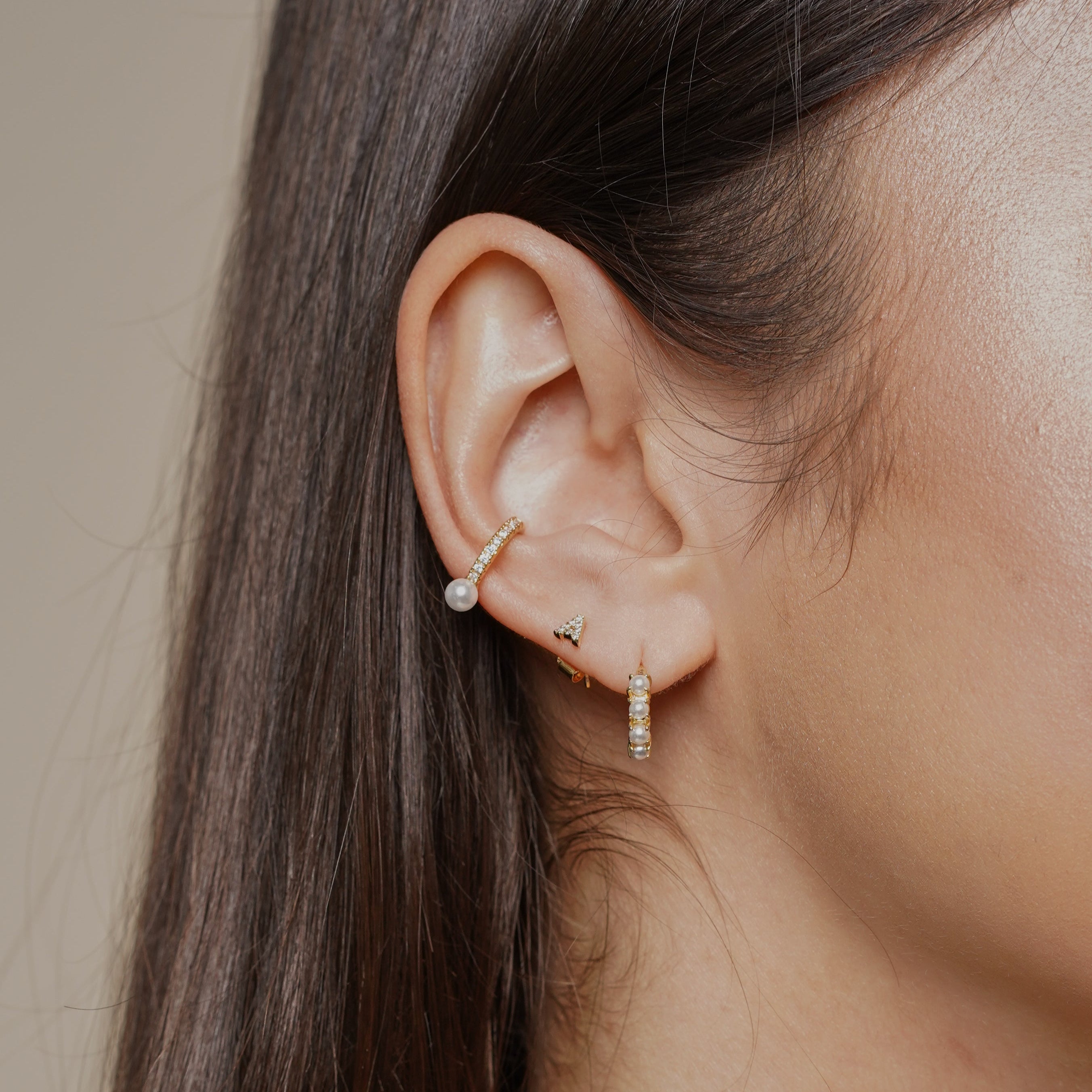 14K Gold Pearl Ear Cuff