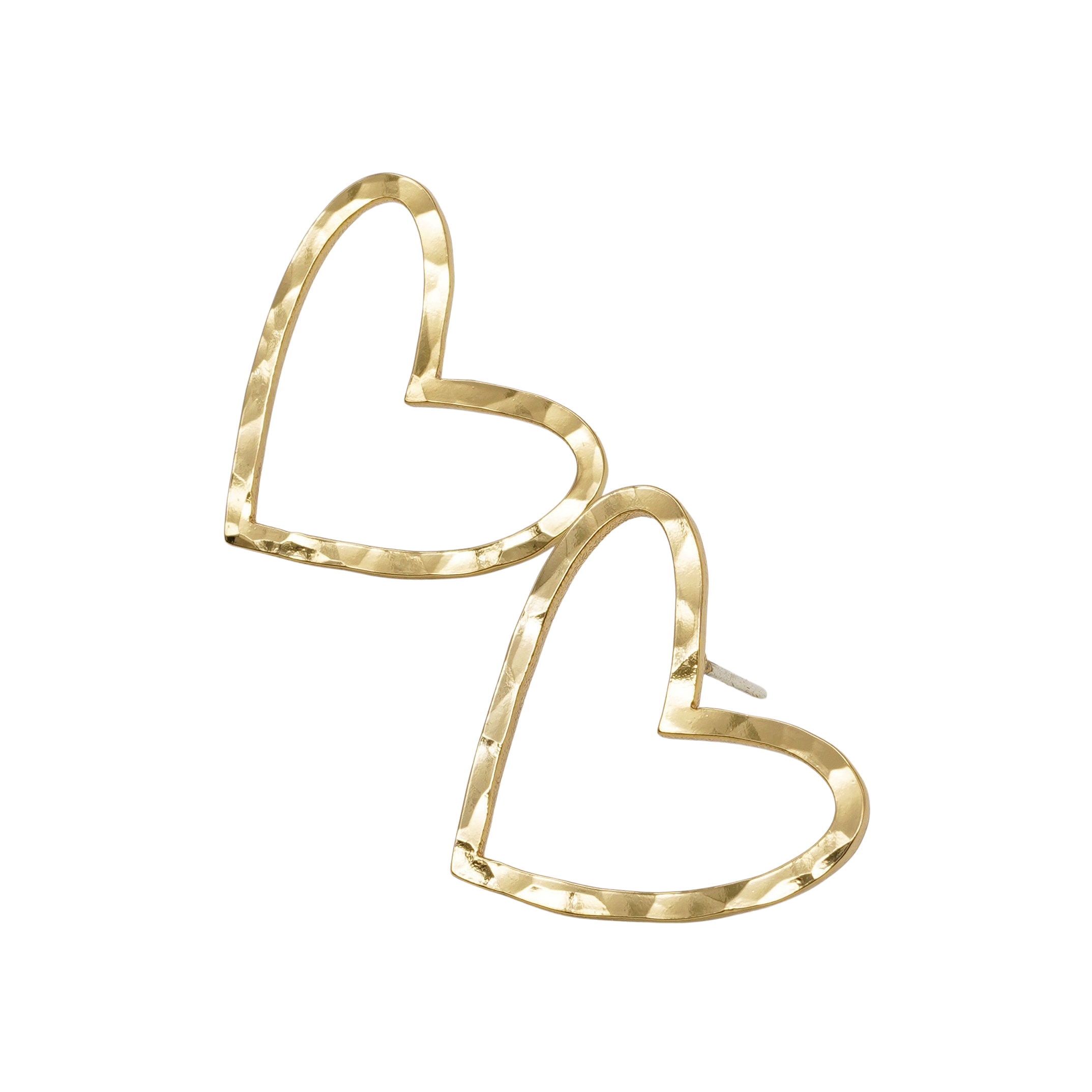 24K Gold Hammered Heart Studs