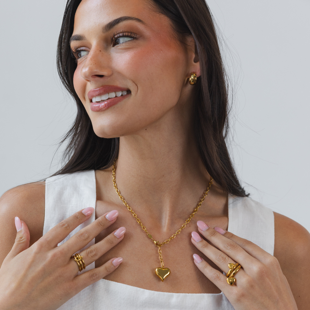 Waterproof Puffy Heart Medium Necklace