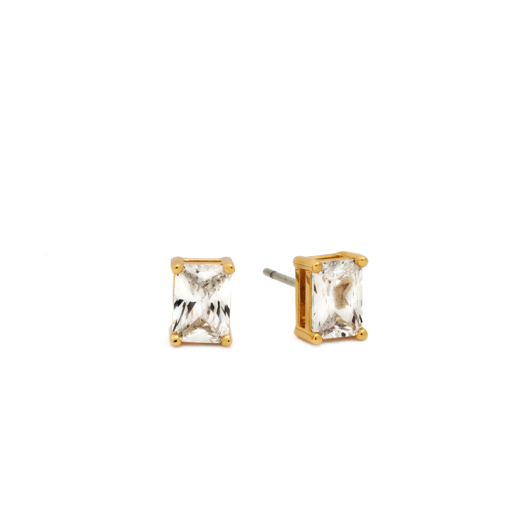 18K Gold Baguette Stud Earrings