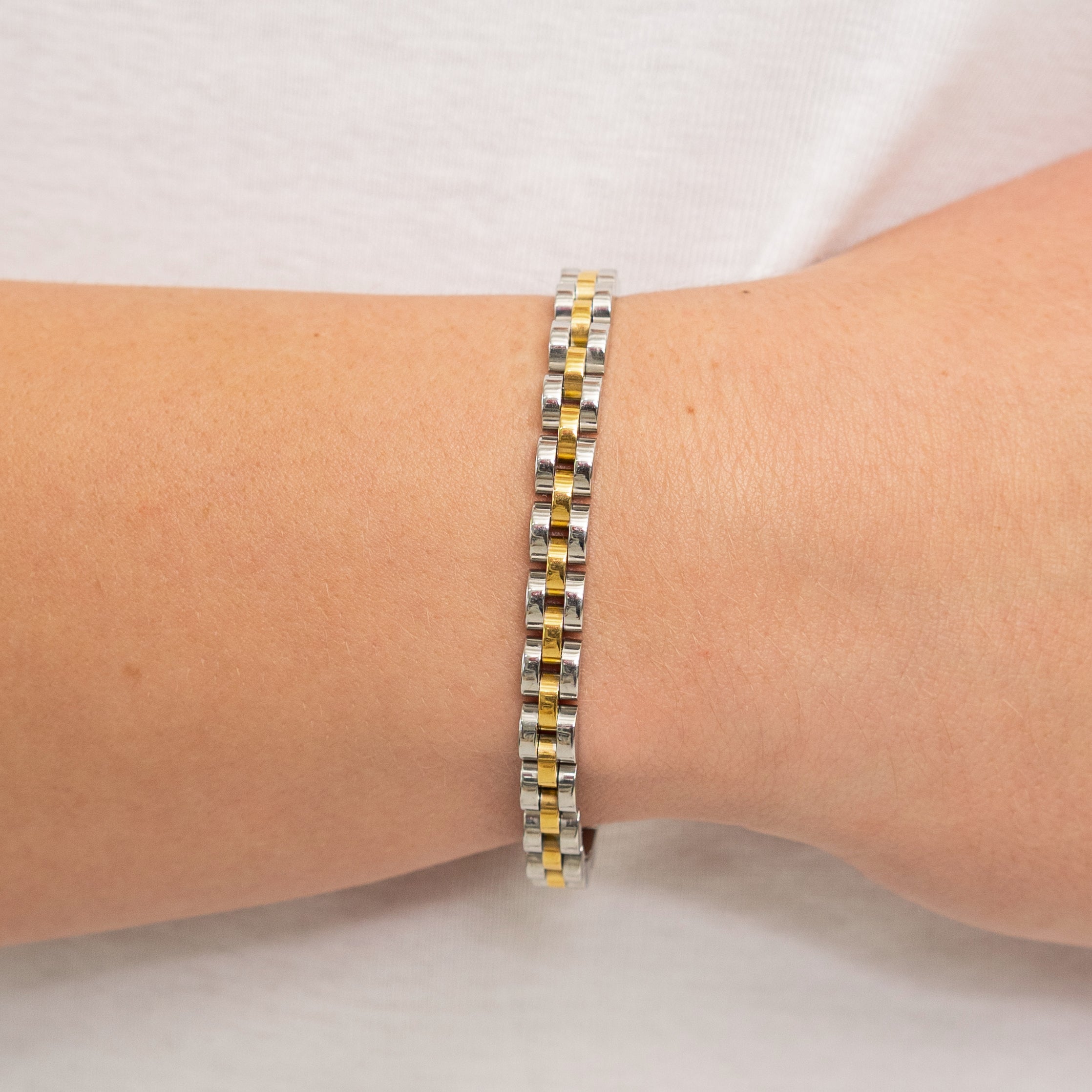 Waterproof Two-Tone Dainty Watch Band Bracelet