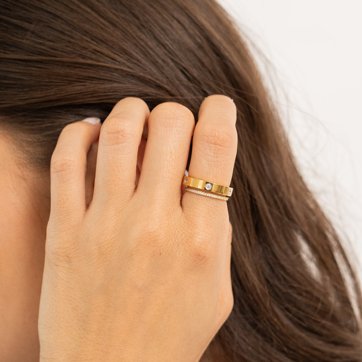 Waterproof Gold Tennis Ring Band