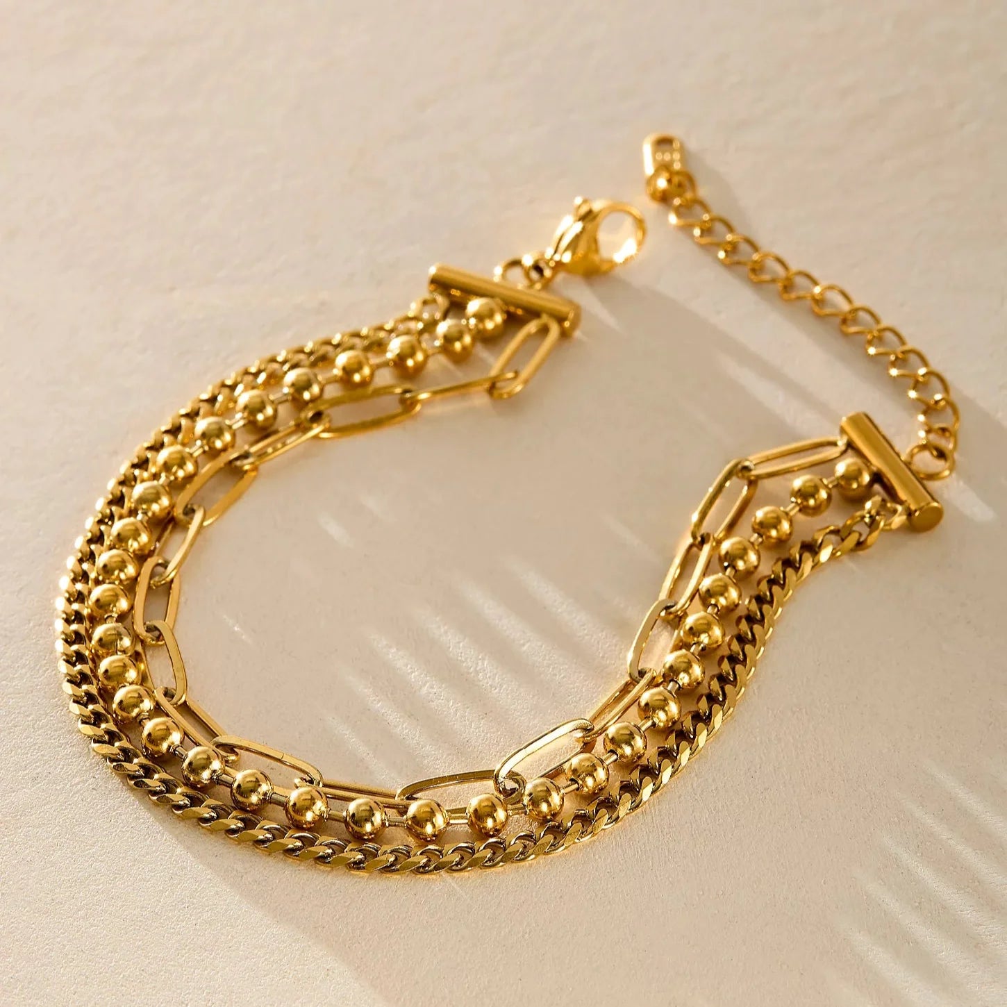 Waterproof Gold Chunky Triple Anklet