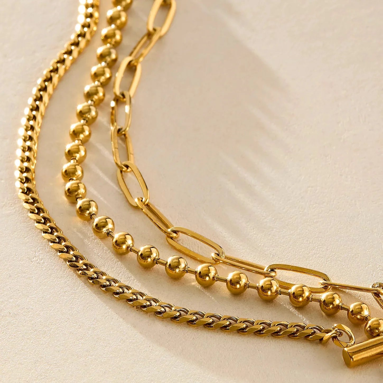 Waterproof Gold Chunky Triple Anklet