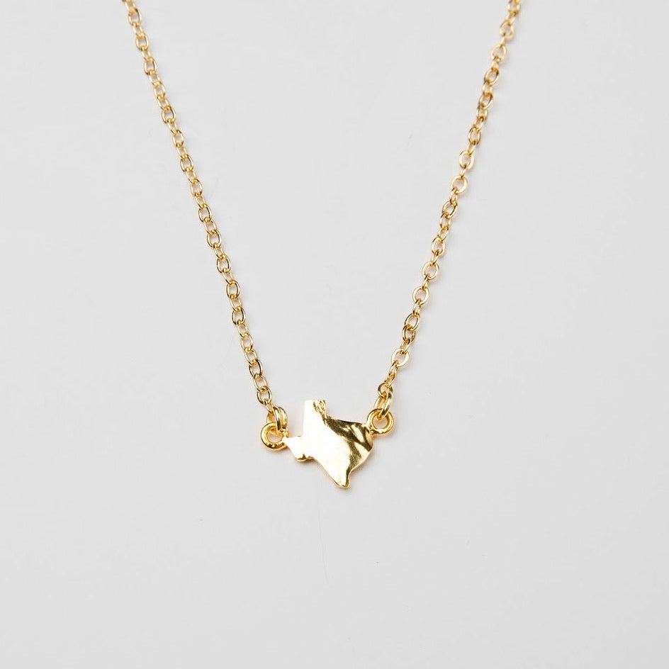 24K Gold Mini Texas Pendant Necklace